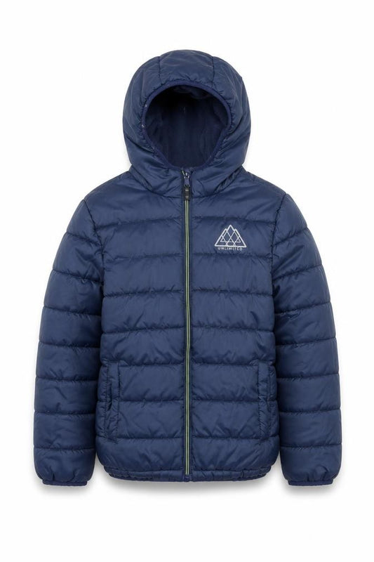 Studio Boys Blue Hooded Puffer Jacket 7-8 Years Polyester Mid-Length