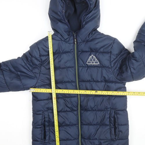 Studio Boys Blue Hooded Puffer Jacket 7-8 Years Polyester Mid-Length