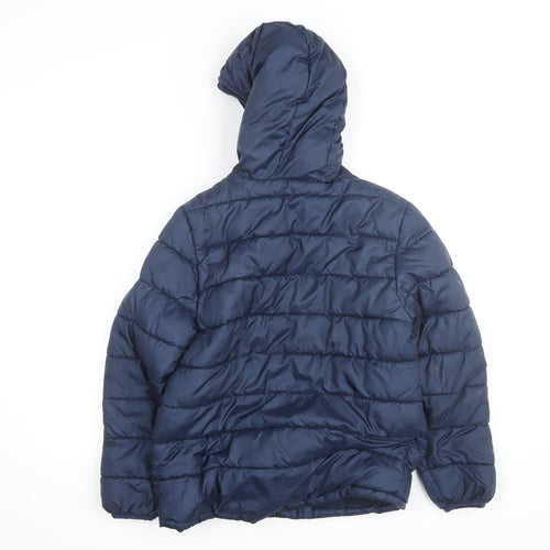 Studio Boys Blue Hooded Puffer Jacket 7-8 Years Polyester Mid-Length