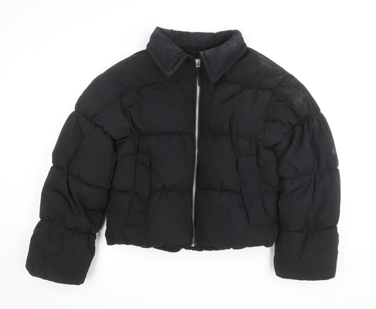 Monki Women's Black Cropped Puffer Jacket Size M Polyester Winter Coat