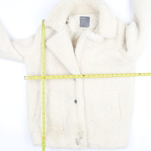 Papaya Women Ivory Sherpa Fleece Short Jacket Size 12 Casual Winter