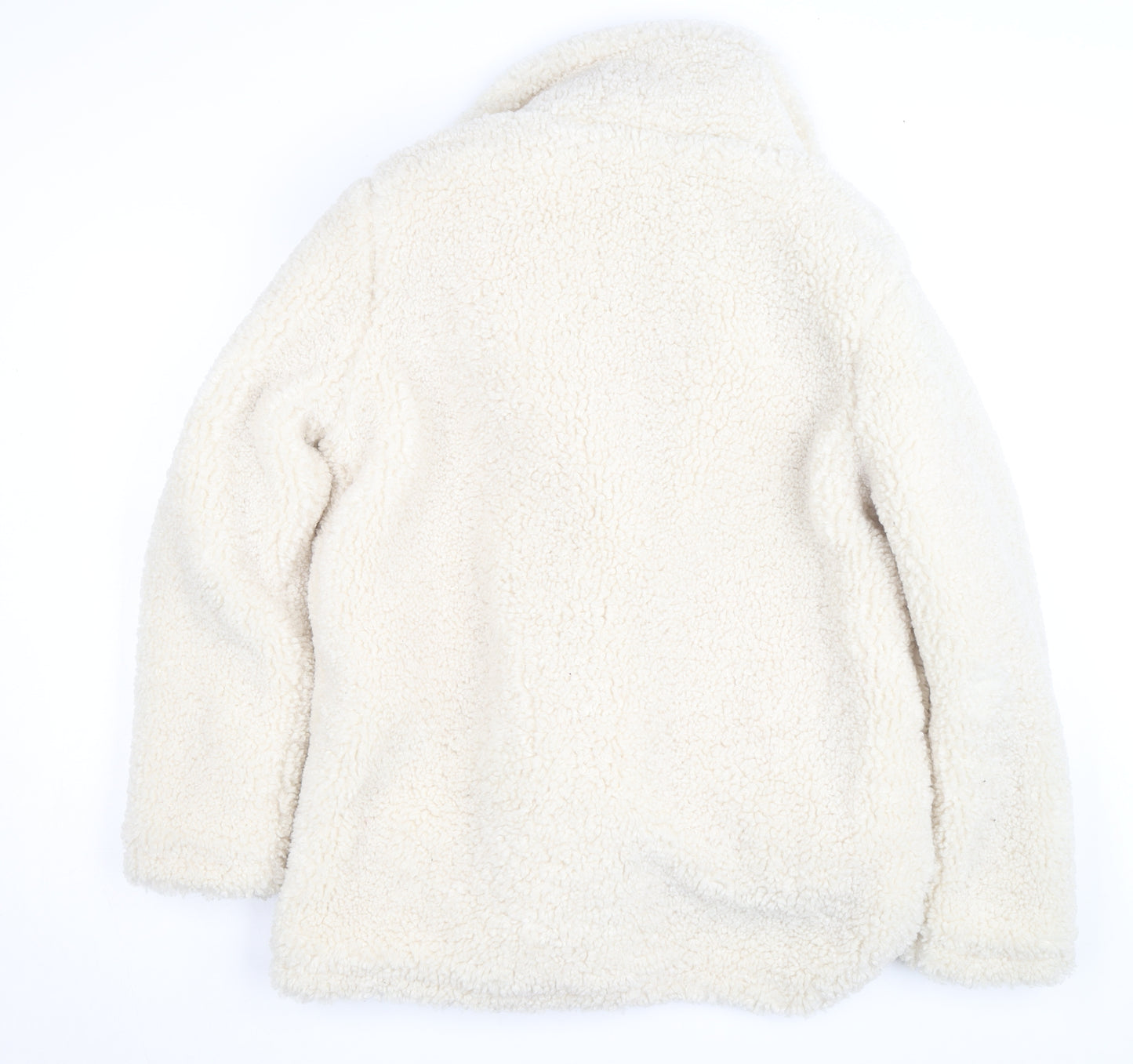 Papaya Women Ivory Sherpa Fleece Short Jacket Size 12 Casual Winter