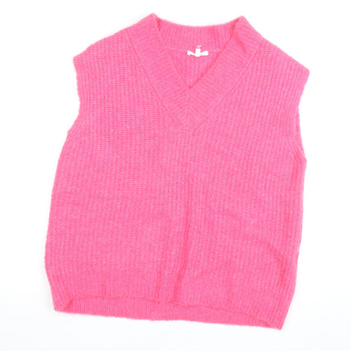 Opus Women's Pink Mohair Blend Sleeveless V-Neck Knit Vest M
