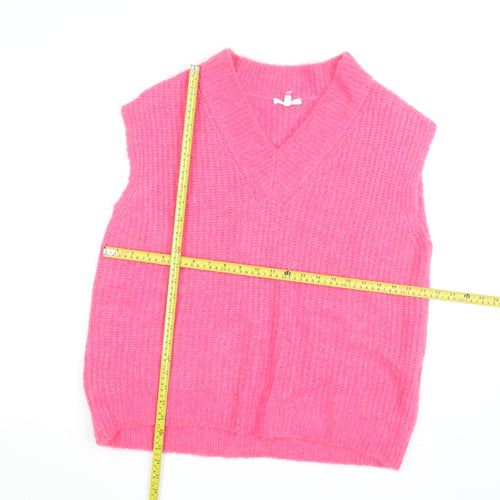 Opus Women's Pink Mohair Blend Sleeveless V-Neck Knit Vest M
