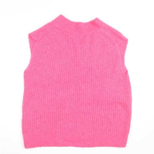 Opus Women's Pink Mohair Blend Sleeveless V-Neck Knit Vest M