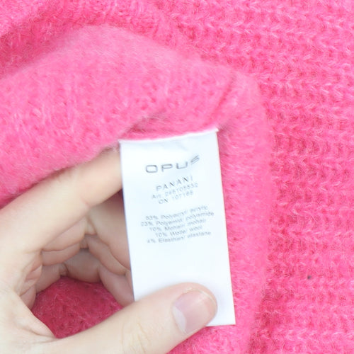 Opus Women's Pink Mohair Blend Sleeveless V-Neck Knit Vest M