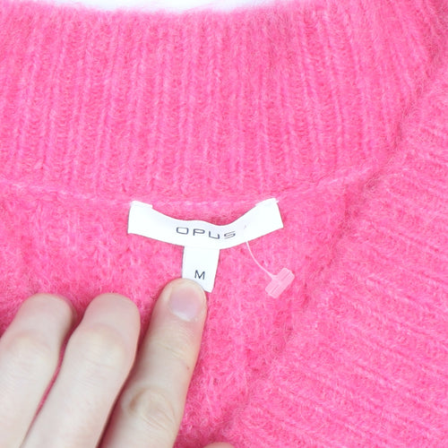 Opus Women's Pink Mohair Blend Sleeveless V-Neck Knit Vest M