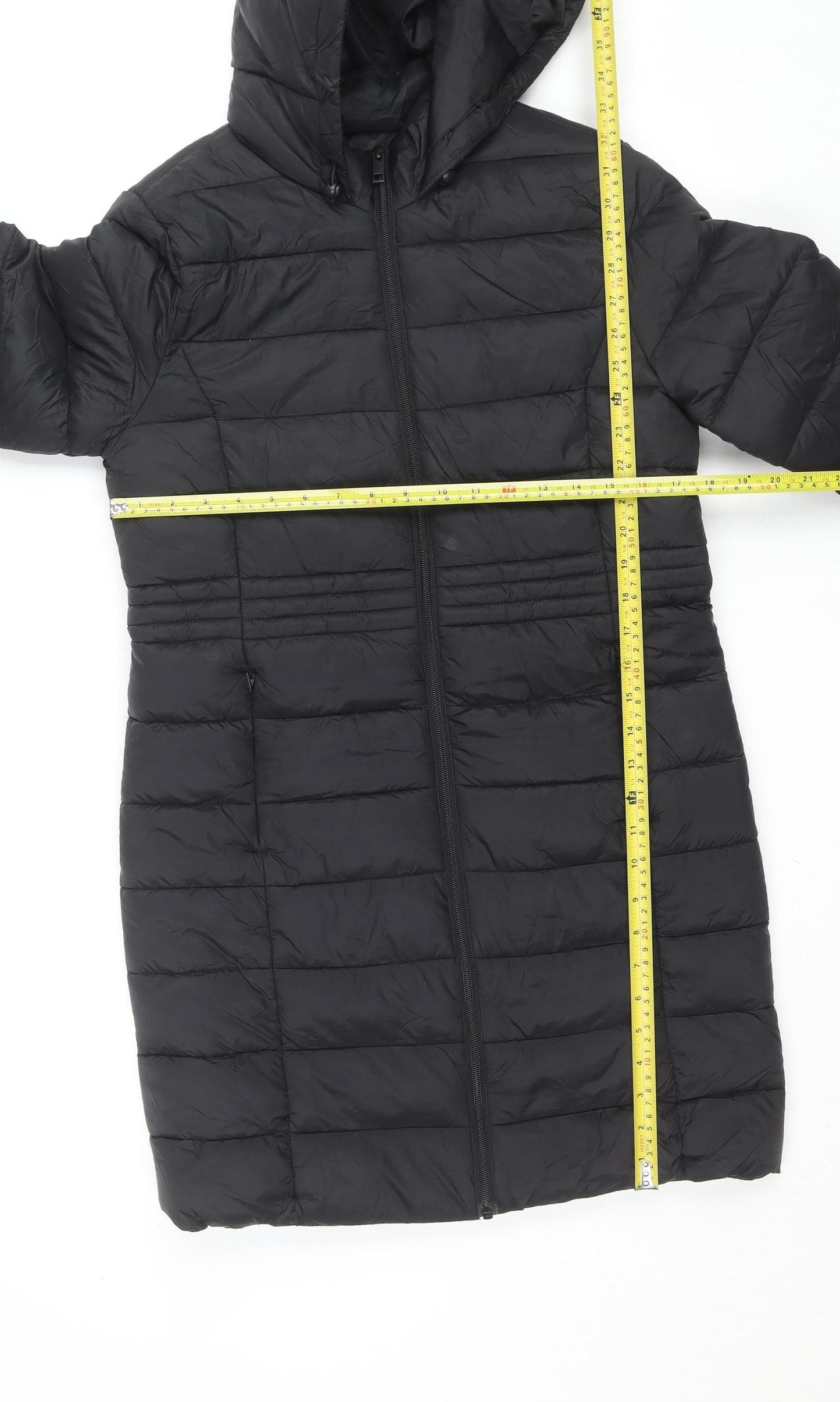 Primark Women’s Black XS Long Hooded Puffer Coat