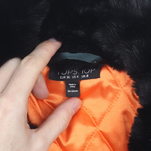 Topshop Women Green Faux Fur Collar Bomber Jacket Size 8