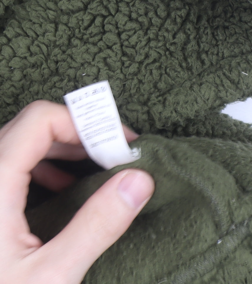 Tu Women Green Fleece Hooded 1/4 Zip Jumper Size 12