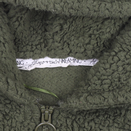 Tu Women Green Fleece Hooded 1/4 Zip Jumper Size 12