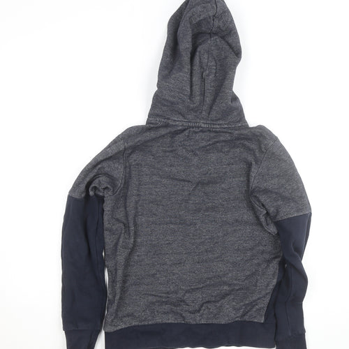 Jack & Jones Boys Grey & Navy Pullover Hoodie Size 10 Years Cotton Blend