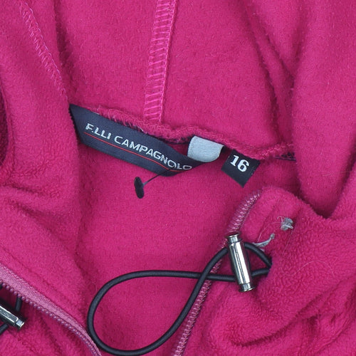 F.lli Campagnolo Women's Pink Hooded Fleece Jacket Size 16