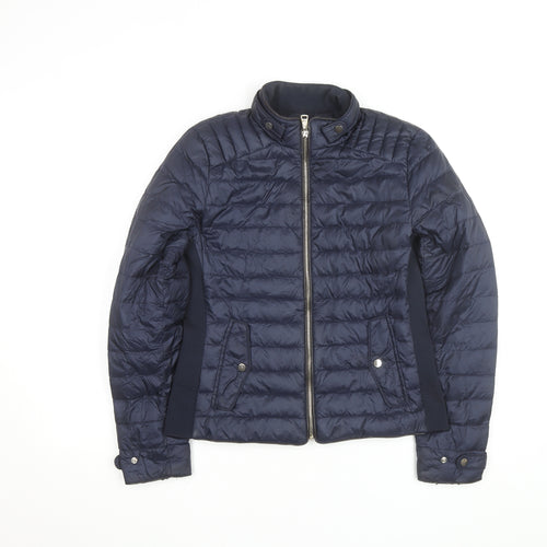 Zara Women Blue Quilted Puffer Jacket Size 12 Lightweight