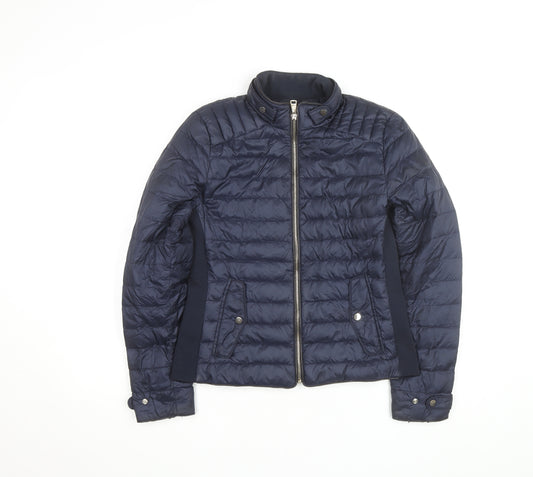 Zara Women Blue Quilted Puffer Jacket Size 12 Lightweight