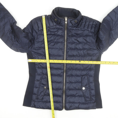 Zara Women Blue Quilted Puffer Jacket Size 12 Lightweight