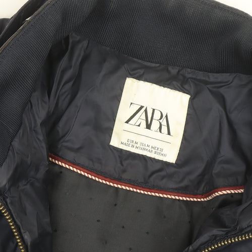 Zara Women Blue Quilted Puffer Jacket Size 12 Lightweight
