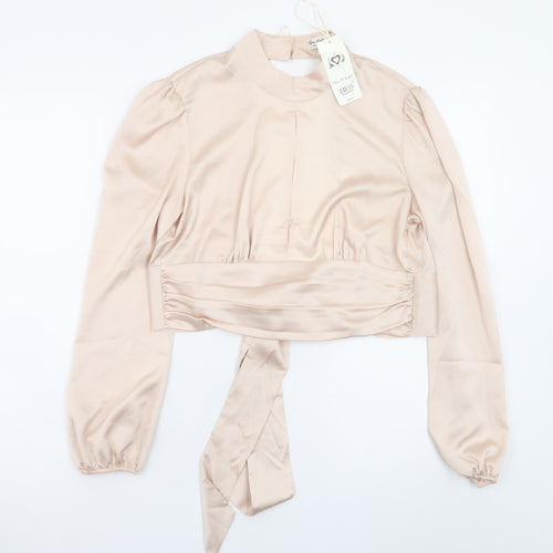 Miss Selfridge Women’s Beige Wrap Satin Blouse Size 10