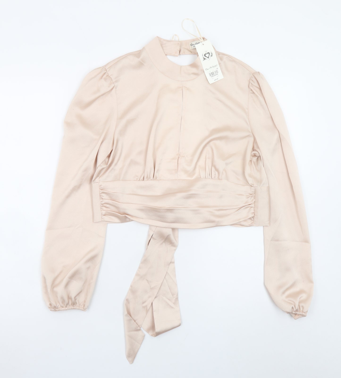 Miss Selfridge Women’s Beige Wrap Satin Blouse Size 10