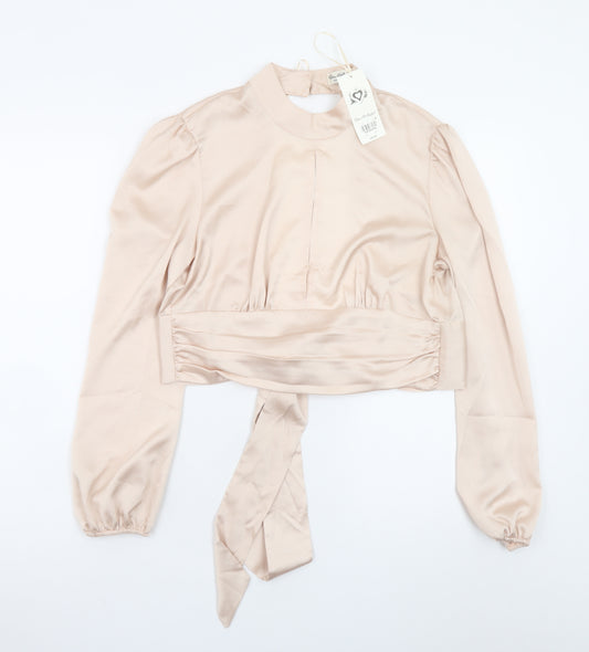 Miss Selfridge Women’s Beige Wrap Satin Blouse Size 10