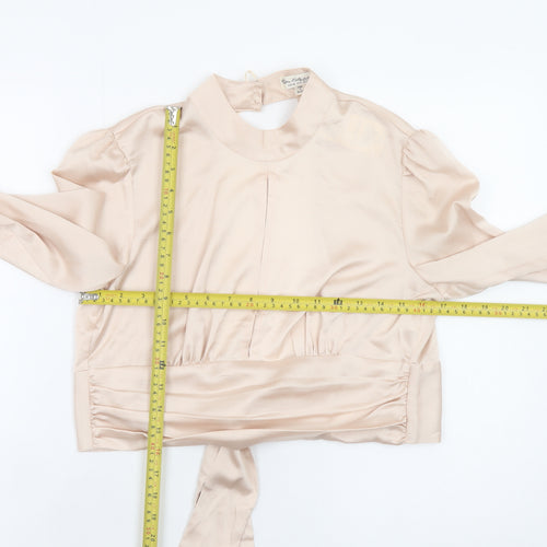 Miss Selfridge Women’s Beige Wrap Satin Blouse Size 10