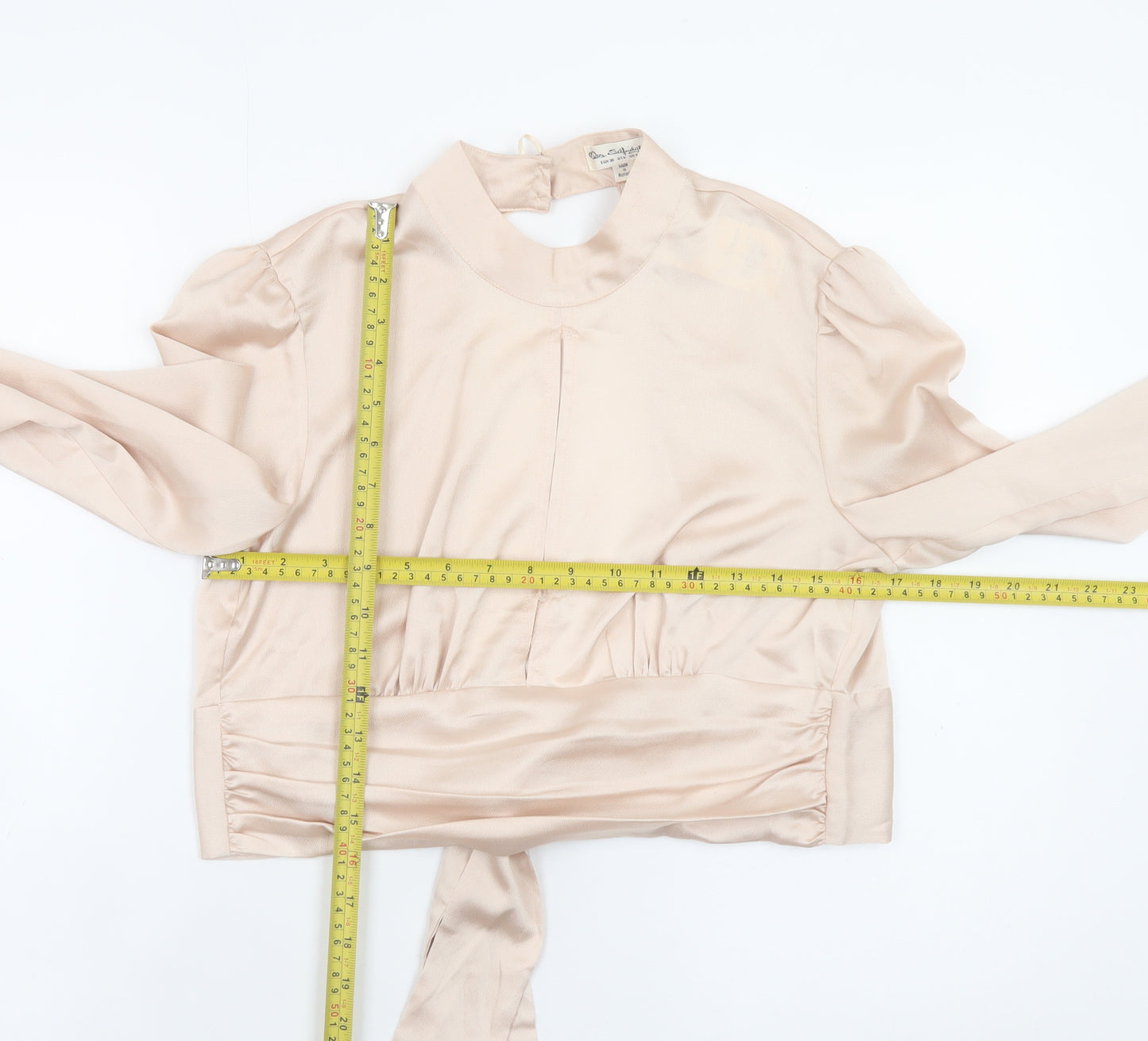 Miss Selfridge Women’s Beige Wrap Satin Blouse Size 10