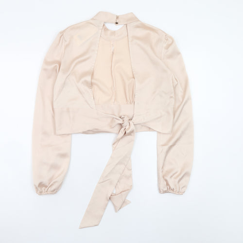 Miss Selfridge Women’s Beige Wrap Satin Blouse Size 10