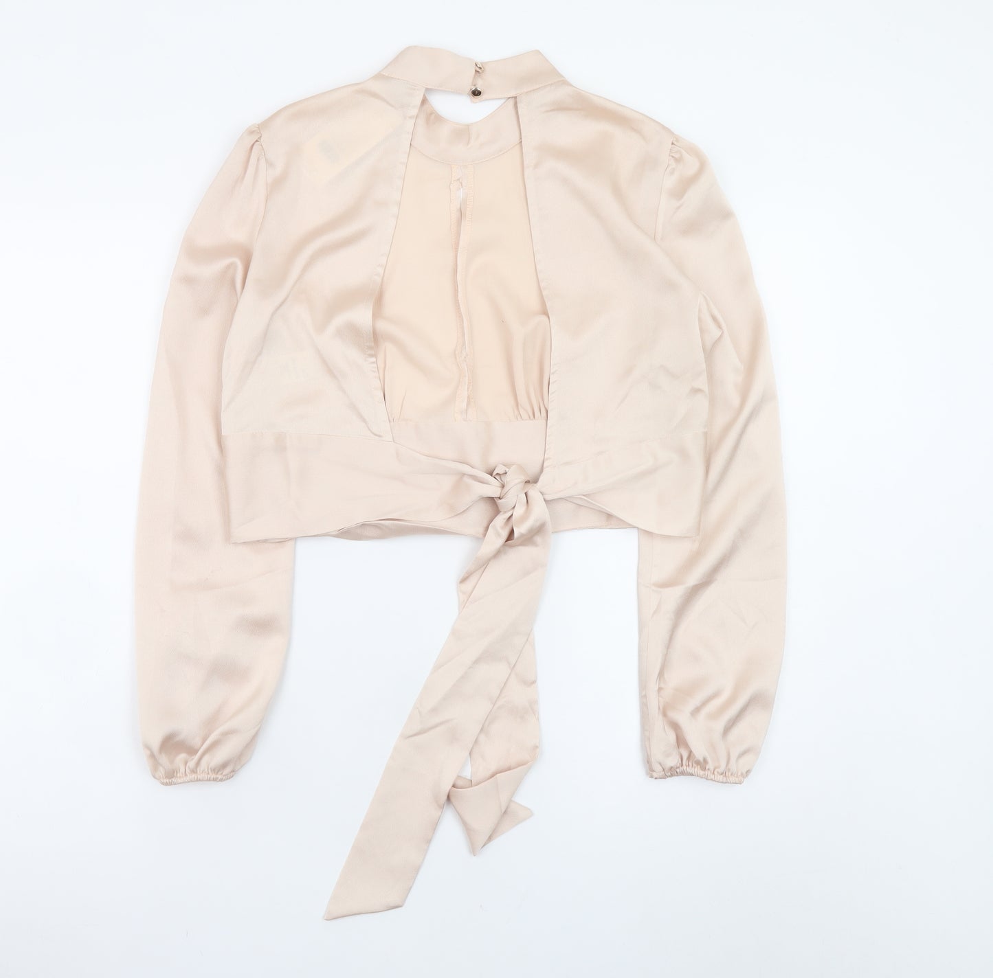 Miss Selfridge Women’s Beige Wrap Satin Blouse Size 10