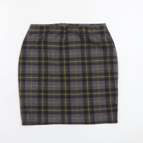 New Look Women's Grey Check Pencil Skirt Size 8 Stretch