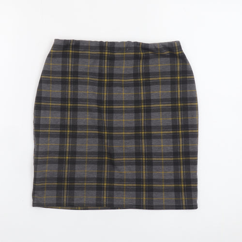 New Look Women's Grey Check Pencil Skirt Size 8 Stretch