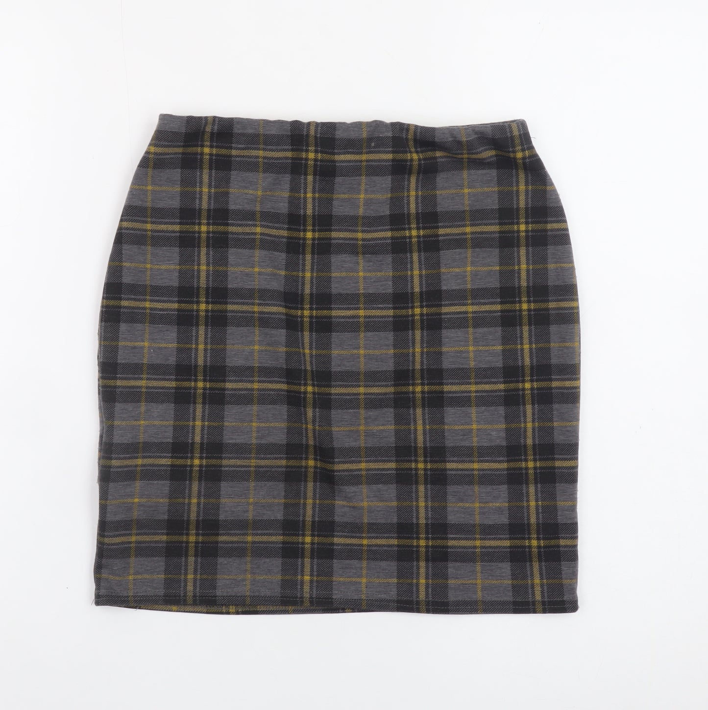 New Look Women's Grey Check Pencil Skirt Size 8 Stretch