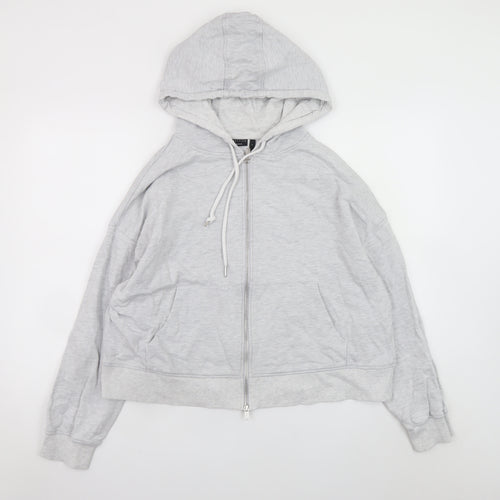 ASOS DESIGN Unisex Grey Full Zip Hoodie Size S Relaxed Fit