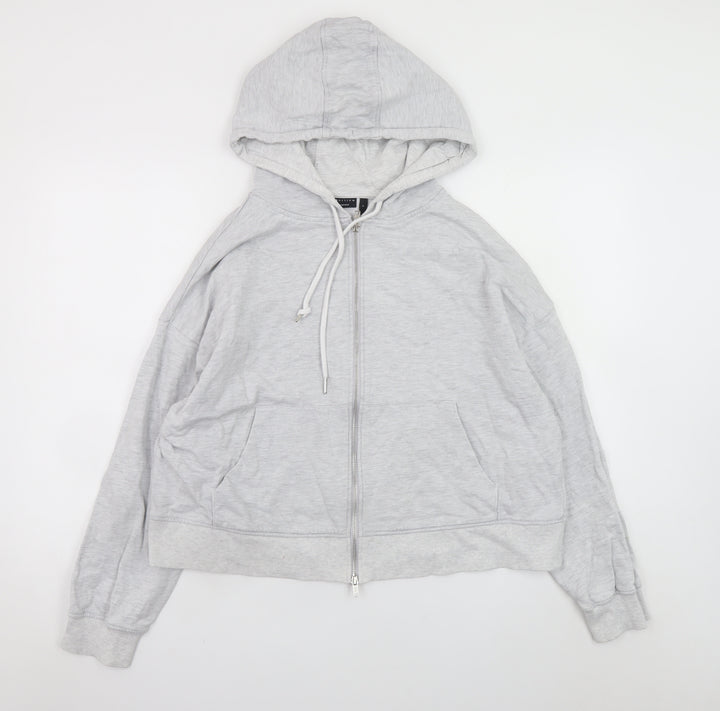 ASOS DESIGN Unisex Grey Full Zip Hoodie Size S Relaxed Fit
