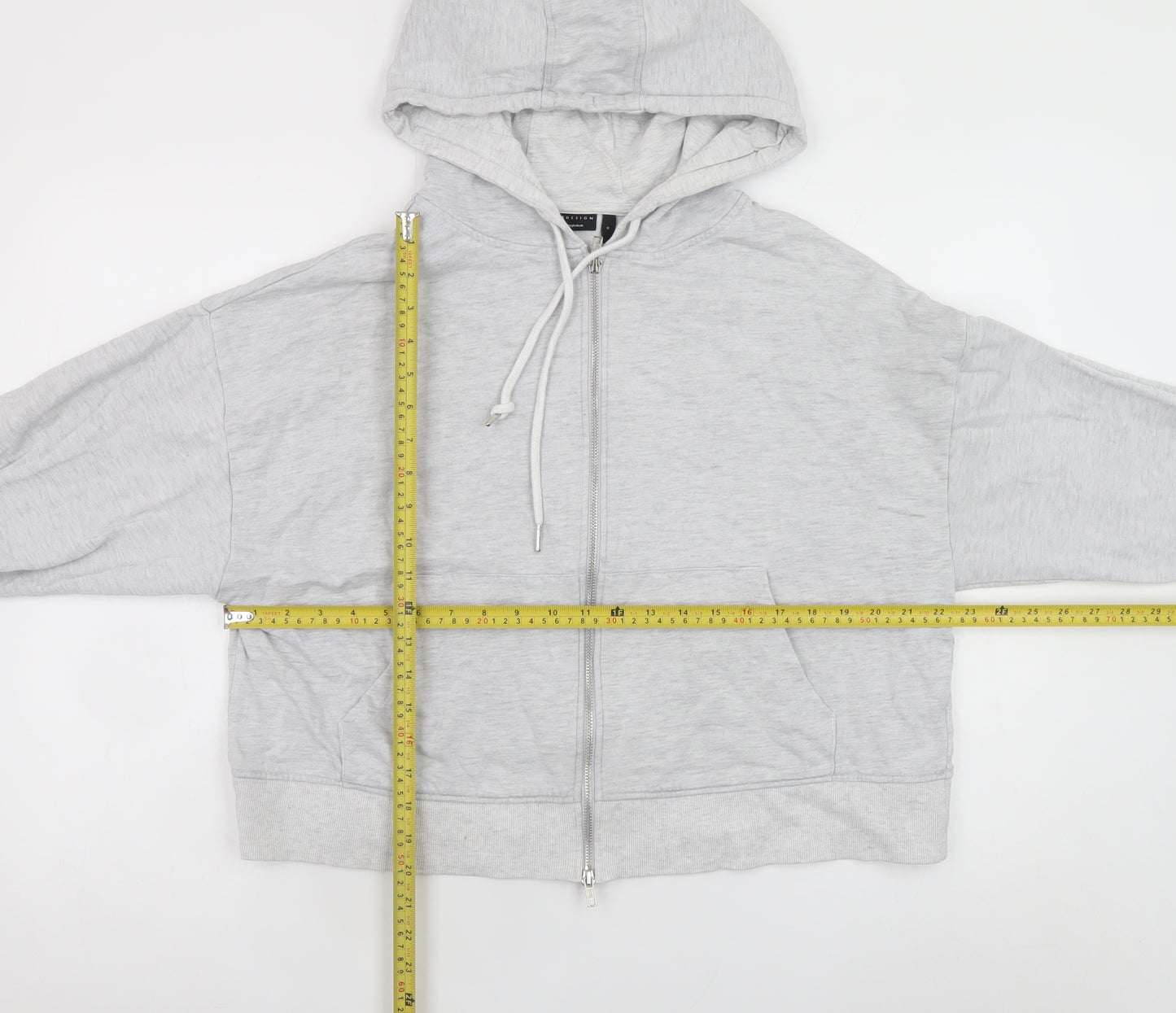 ASOS DESIGN Unisex Grey Full Zip Hoodie Size S Relaxed Fit
