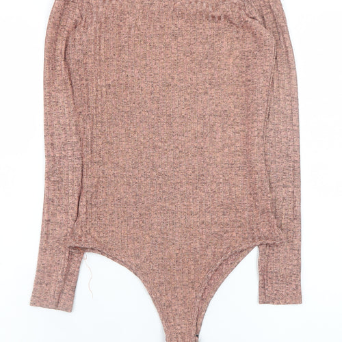 PrettyLittleThing Women Brown Off Shoulder Long Sleeve Bodysuit Size 10