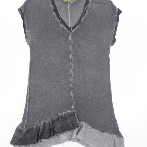 Mint Velvet Women's Grey Asymmetric Knit Short Sleeve Dress Size 10
