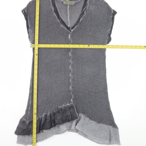 Mint Velvet Women's Grey Asymmetric Knit Short Sleeve Dress Size 10