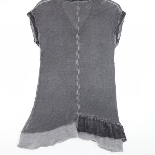 Mint Velvet Women's Grey Asymmetric Knit Short Sleeve Dress Size 10