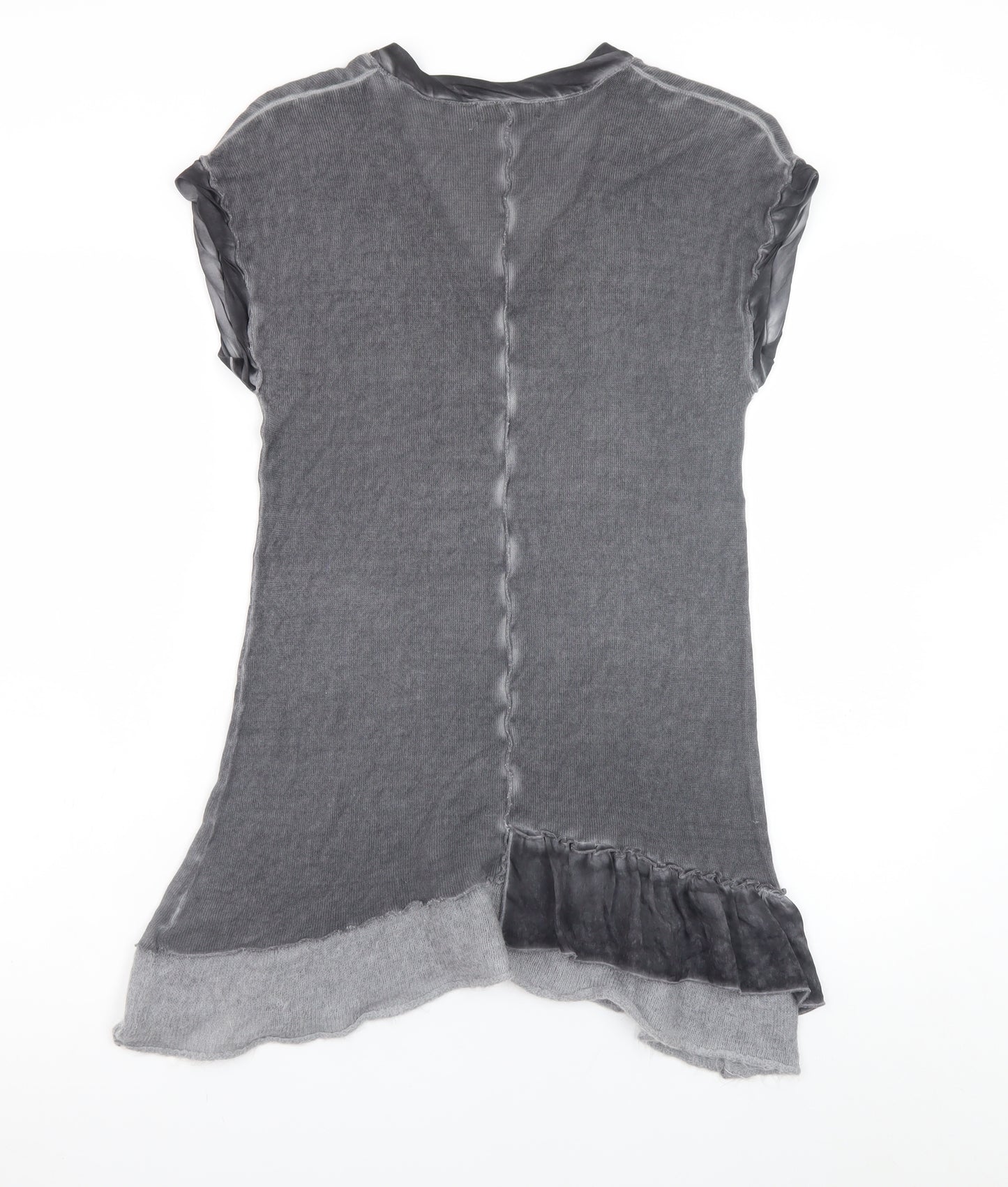 Mint Velvet Women's Grey Asymmetric Knit Short Sleeve Dress Size 10