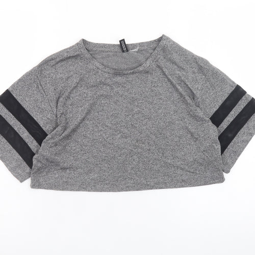 H&M Divided Women’s Grey Cropped Jersey T-Shirt Size S