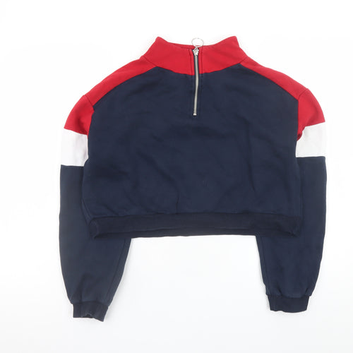 H&M Divided Women’s Navy Red Colourblock 1/2 Zip Sweatshirt Size S