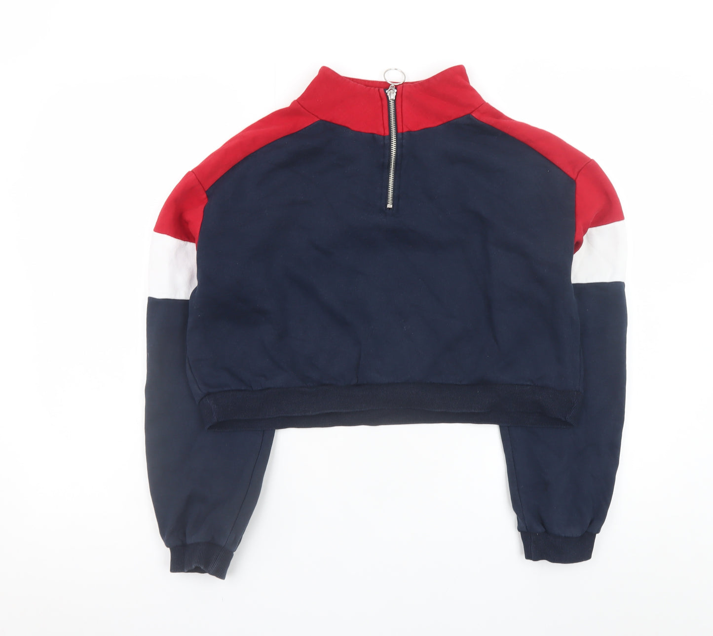 H&M Divided Women’s Navy Red Colourblock 1/2 Zip Sweatshirt Size S