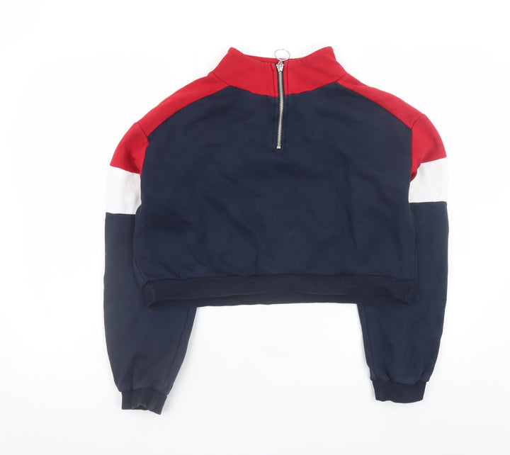 H&M Divided Women’s Navy Red Colourblock 1/2 Zip Sweatshirt Size S
