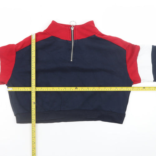 H&M Divided Women’s Navy Red Colourblock 1/2 Zip Sweatshirt Size S
