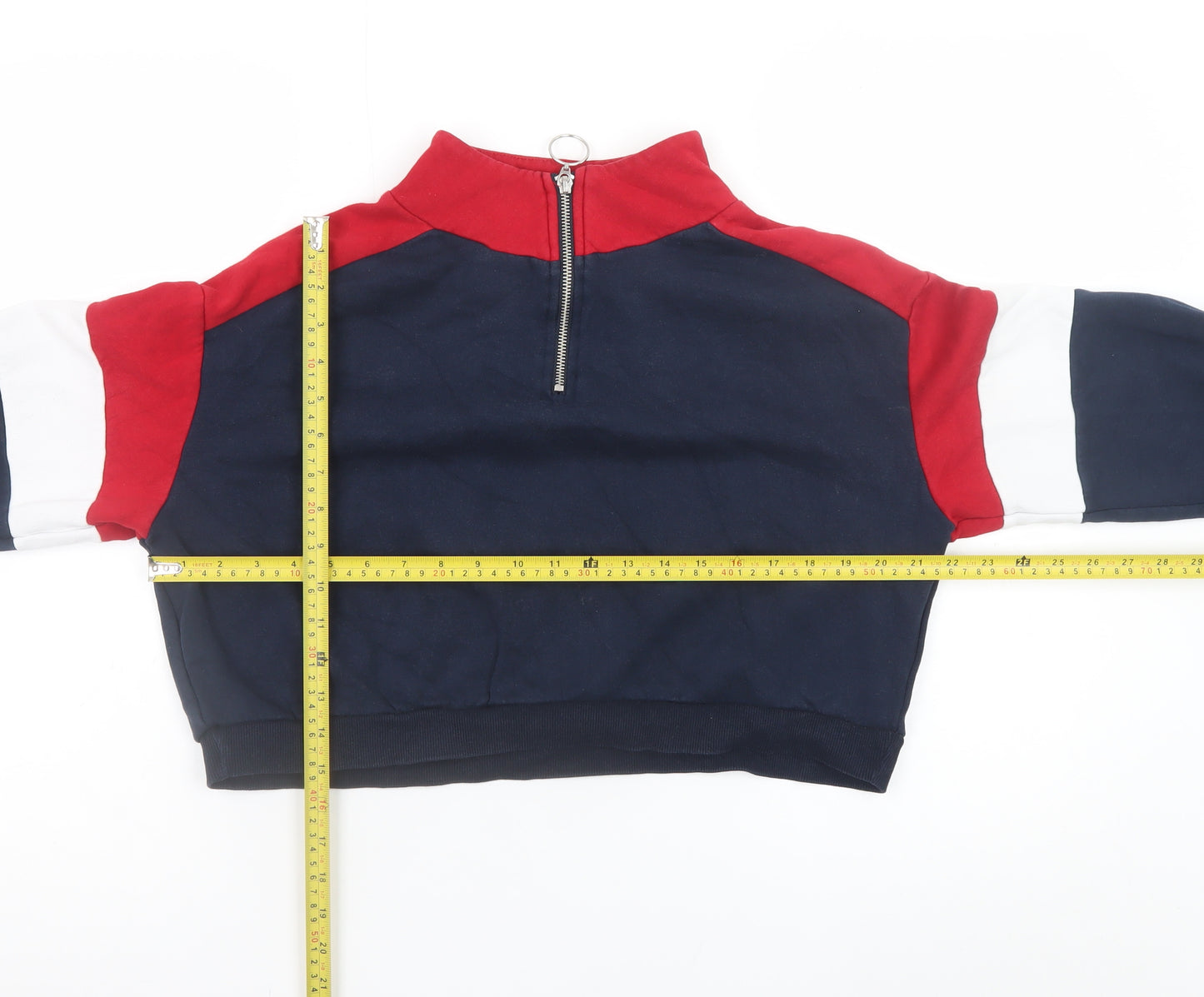 H&M Divided Women’s Navy Red Colourblock 1/2 Zip Sweatshirt Size S