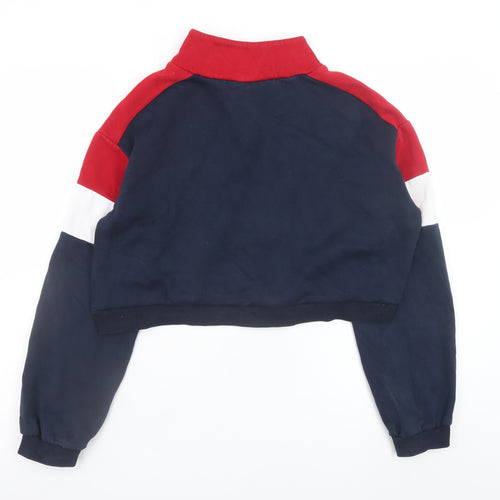 H&M Divided Women’s Navy Red Colourblock 1/2 Zip Sweatshirt Size S