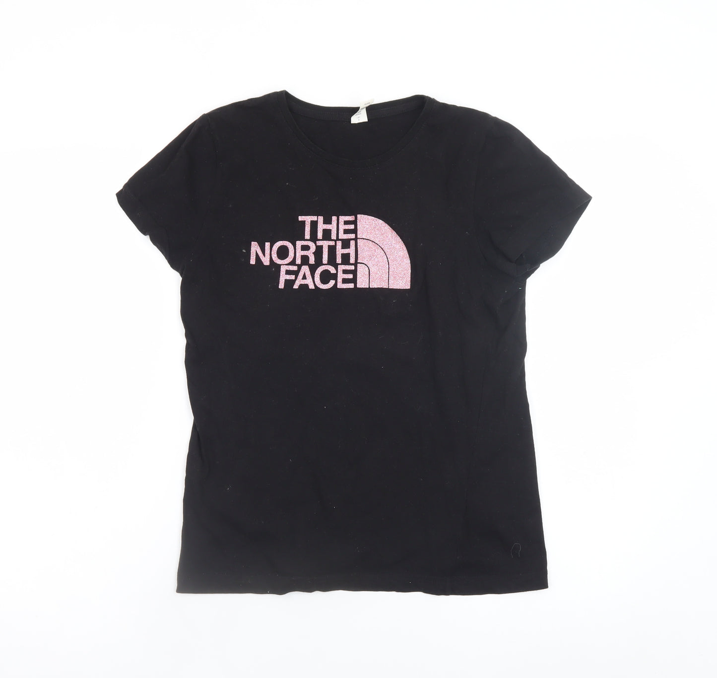 The North Face Womens Black Pink Logo Cotton T-Shirt UK 10 M