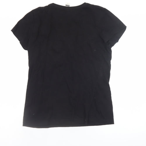 The North Face Womens Black Pink Logo Cotton T-Shirt UK 10 M