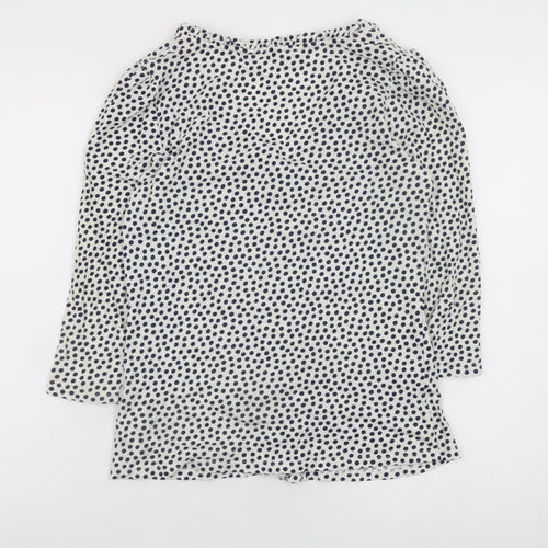 Boden Women's White Polka Dot Cotton Blouse Size 10R 3/4 Sleeve