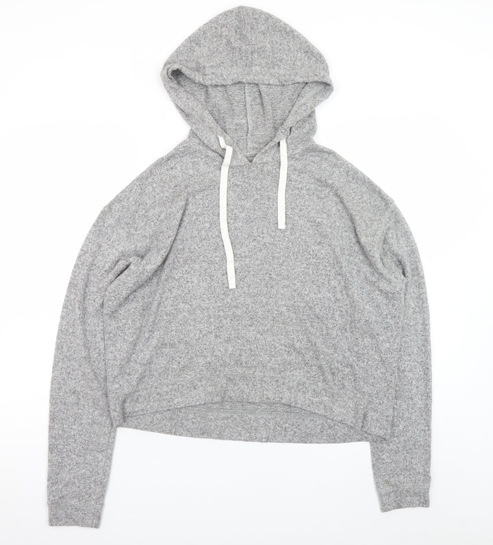 Hollister Womens Grey Knit Pullover Hoodie Size L Relaxed Fit